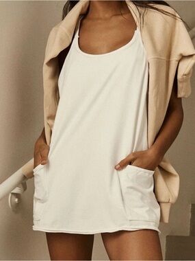 Free People Hot Shot Mini White Dress with Pockets